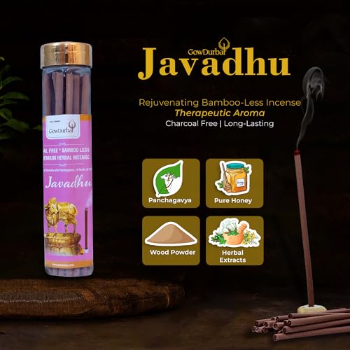GOW DURBAR GowDurbar Bamboo-Less Javadhu Agarbatti 75g (Pack of 2) | Organic Incense Sticks with Panchagavya, Honey & 14 Herbs | Eco-Friendly Rejuvenating Aroma | for Pooja, Yoga & Meditation - Image 4