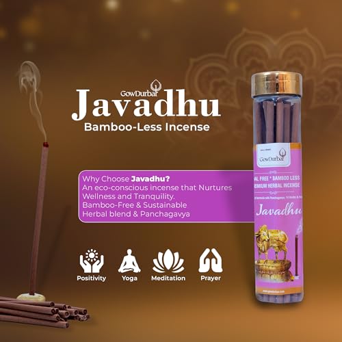 GOW DURBAR GowDurbar Bamboo-Less Javadhu Agarbatti 75g (Pack of 2) | Organic Incense Sticks with Panchagavya, Honey & 14 Herbs | Eco-Friendly Rejuvenating Aroma | for Pooja, Yoga & Meditation - Image 2