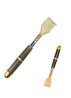 SYOSI Back Scratcher, Telescoping Extendable Backscratchers with Magnetic Therapy Roller Tooth Slot Design for Travel Home Office Men Women Dark Green  - Image 1
