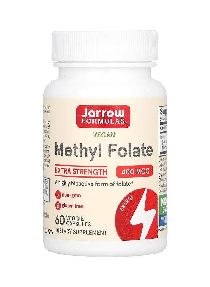jarrow formulas Vegan Methyl Folate, Extra Strength, 400 mcg, 60 Veggie Capsules 