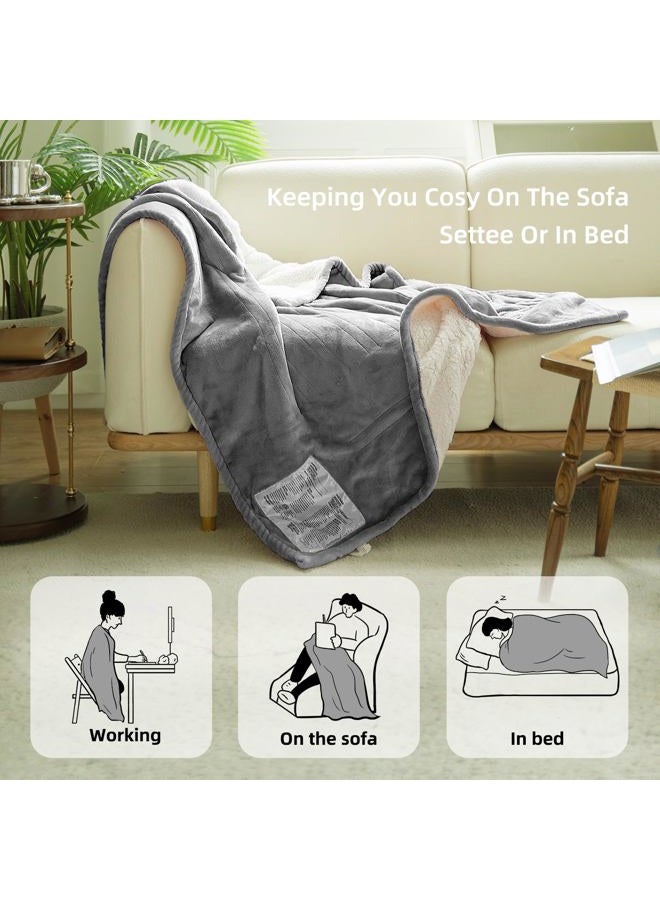 GOTCOZY Heated Throw Blanket, 50''X60'' - Soft Silky Plush Electric Blanket with 4 Heating Levels & 3 Hour Auto Off, ETL Certified, Machine Washable (Grey) - Image 3