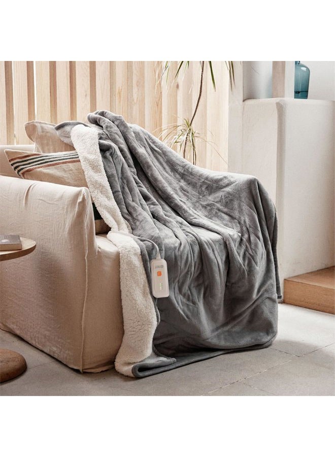GOTCOZY Heated Throw Blanket, 50''X60'' - Soft Silky Plush Electric Blanket with 4 Heating Levels & 3 Hour Auto Off, ETL Certified, Machine Washable (Grey) - Image 1