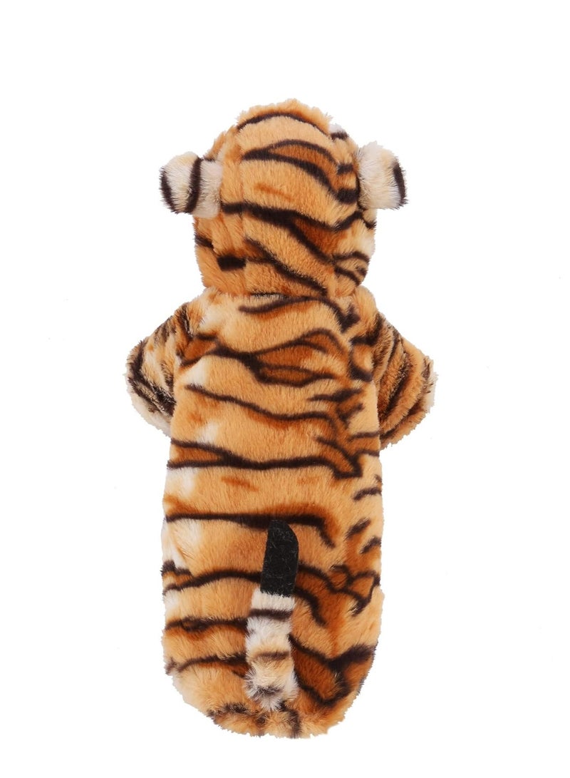 SYOSI أزياء نمر للكلاب أزياء مضحكة للحيوانات الأليفة زي هالوين تنكر صغير للقطط زي نمر حيواني سترة دافئة ملابس (L) - Image 5