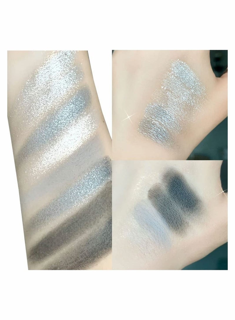 SYOSI Black White Smokey Eyeshadow Palette, 9 Colors Matte Glitter Eyeshadow Makeup Palette Silver Gray Eye Shadow for Girls and Women, with Prism Mirror - Image 5