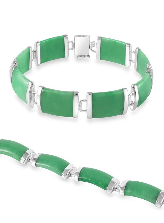 Belacqua Natural Green Jade Link Bracelet in Sterling Silver, Length - 7.5 Inches, Fashion Jewelry for Women, Gift Box Included - Image 4