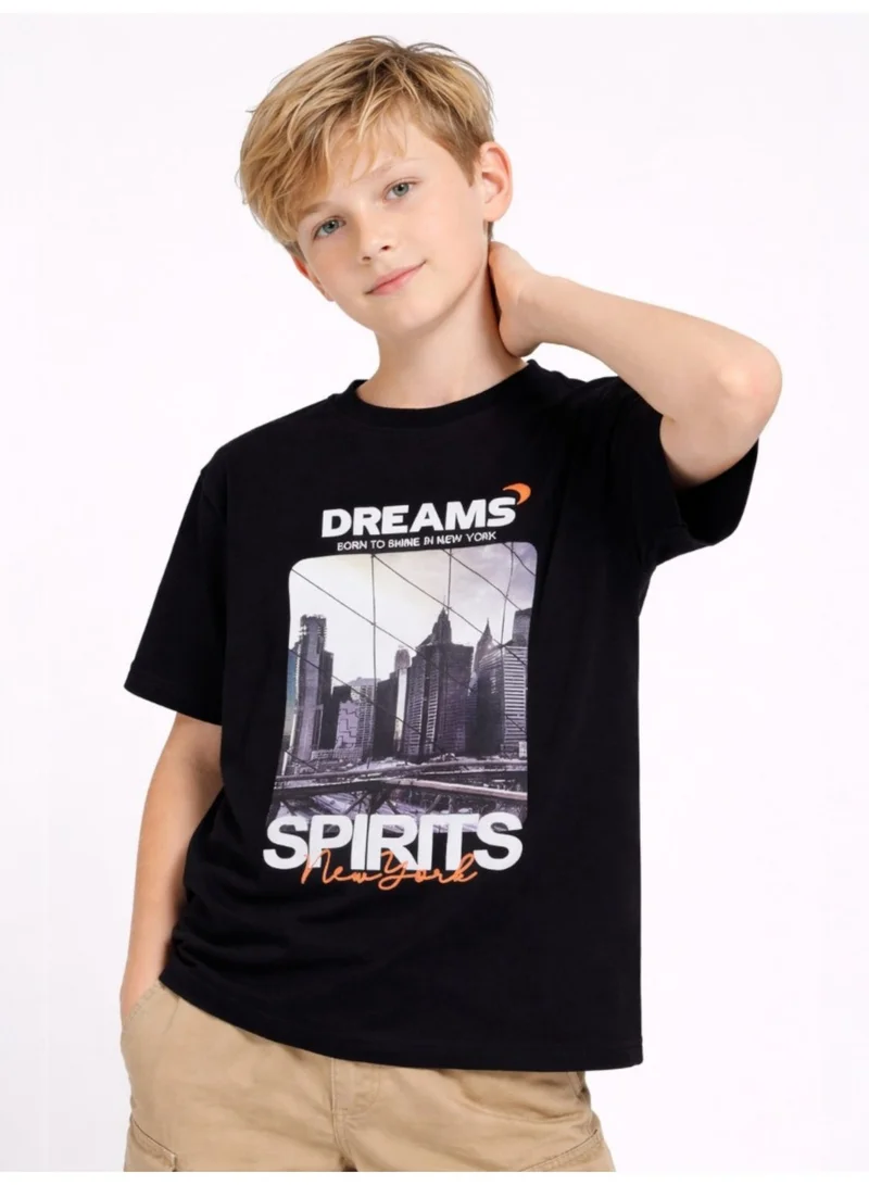 Boys’ Graphic T-Shirt – “Dreams & Spirits” City Print Tee