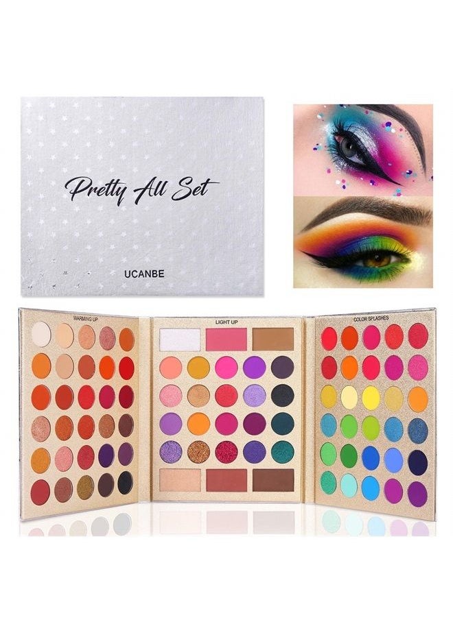 Ucanbe Professional 86 Colors Eyeshadow Palette with 15pcs Makeup Brushes Set Matte Glitter Long Lasting Highly Pigmented Waterproof Contour Blush Powder Highlighter All in One  - Image 4