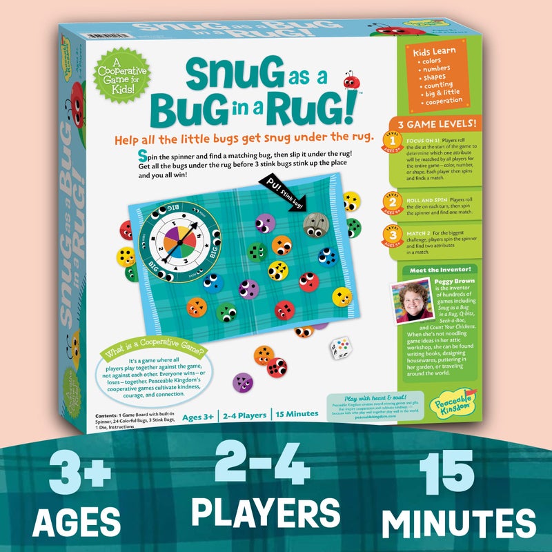 Peaceable Kingdom Snug as a Bug in a Rug Award Winning Cooperative Preschool Skills Builder Game for 2 to 4 Kids ages 3+ - Image 5