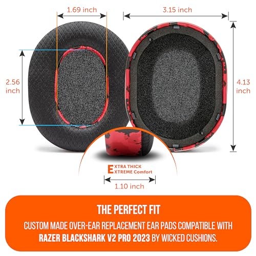 WC Freeze Blackshark V2 Pro 2023 - Cooling Gel Earpads by Wicked Cushions Only (Does not fit Old Blackshark V2 Pro) - Boost Comfort, Thickness, & Sound Isolation for Epic Gaming | Red Camo - Image 5