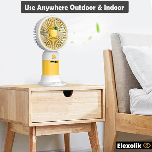Elexolik Handheld Mini fan rechargeable Battery High Wind Flow for Travel, Kids, Kitchen, Indoor, Outdoor Use Light Weight, Low Noise (1U, Color May Vary) - Image 5