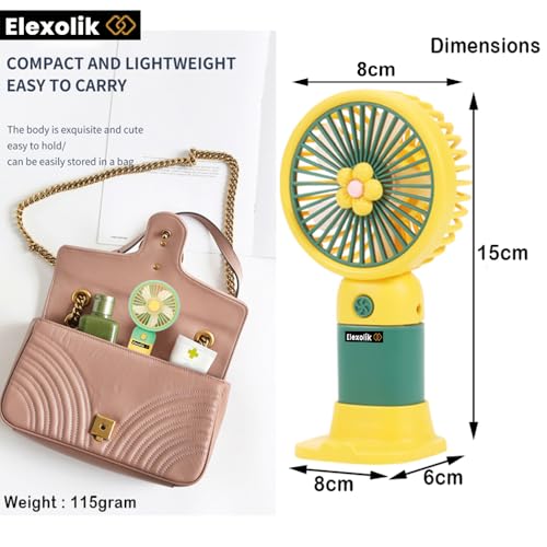 Elexolik Handheld Mini fan rechargeable Battery High Wind Flow for Travel, Kids, Kitchen, Indoor, Outdoor Use Light Weight, Low Noise (1U, Color May Vary) - Image 2