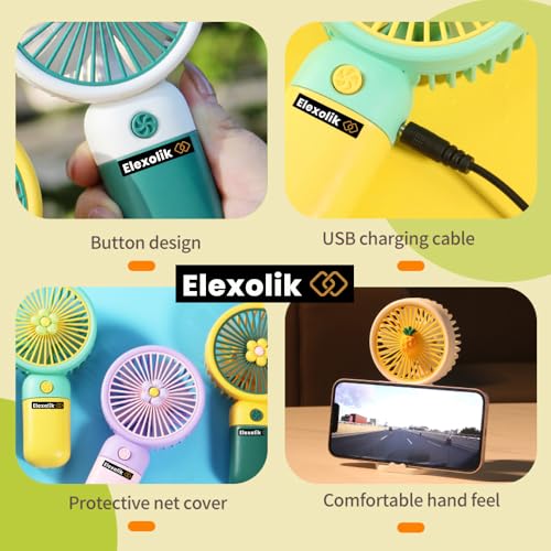 Elexolik Handheld Mini fan rechargeable Battery High Wind Flow for Travel, Kids, Kitchen, Indoor, Outdoor Use Light Weight, Low Noise (1U, Color May Vary) - Image 4
