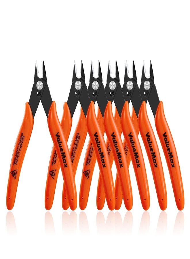 ValueMax Flush Cutters 6 Pack, 5" Micro Precision Side Cutter Pliers Spring-loaded, Small Diagonal Cutters for Jewelry Making, Electronics, Zip Ties, Model Craft - Image 1