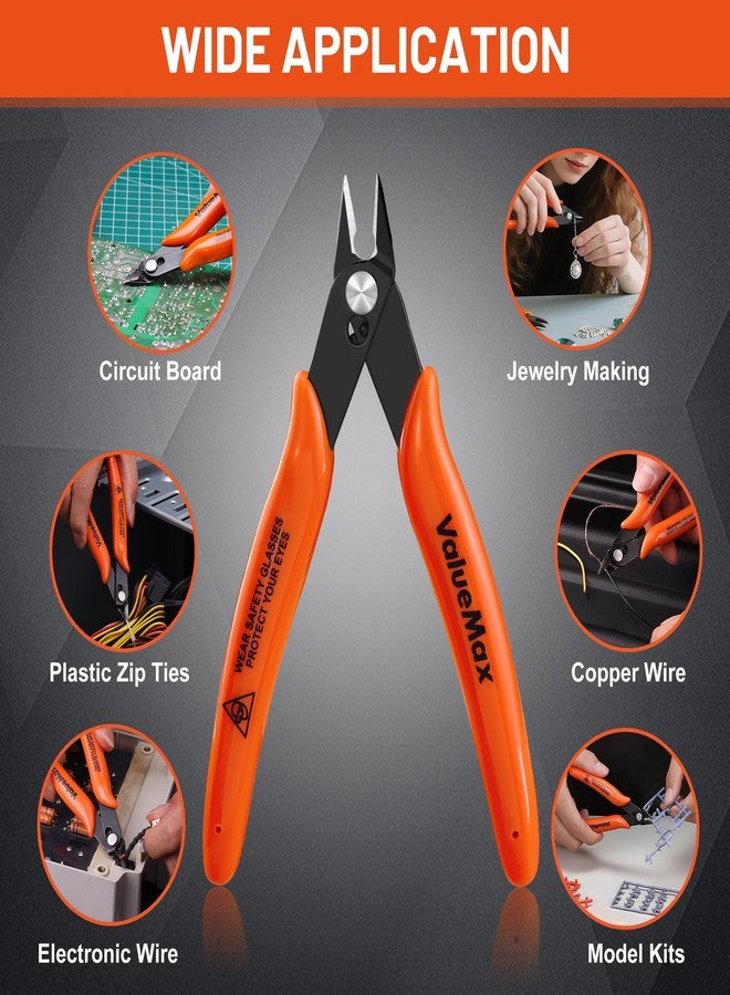 ValueMax Flush Cutters 6 Pack, 5" Micro Precision Side Cutter Pliers Spring-loaded, Small Diagonal Cutters for Jewelry Making, Electronics, Zip Ties, Model Craft - Image 3