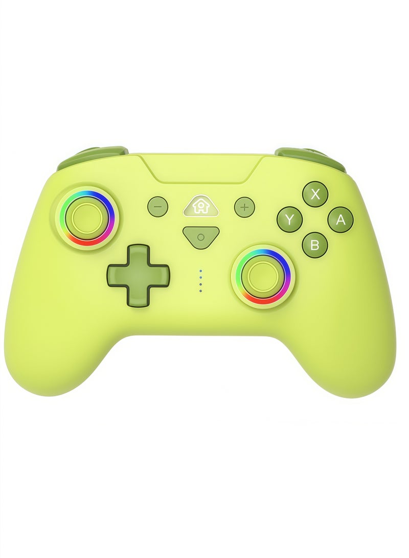 Wireless Switch Controllers for Nintendo Switch, 6-Axis Gyro, Turbo Function, 7-Color RGB Lights, Compatible with Switch1/Switch2/PC (Wired)/iOS, All Functions Included with a Stylish Design and Cute Color - Yellow - Image 1