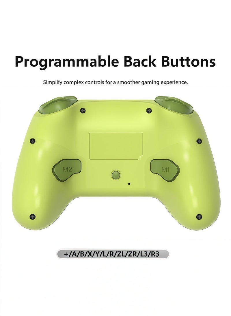 Lurette Wireless Switch Controllers for Nintendo Switch, 6-Axis Gyro, Turbo Function, 7-Color RGB Lights, Compatible with Switch1/Switch2/PC (Wired)/iOS/Android, All Functions Included with a Stylish Design and Cute Color - Yellow - Image 4