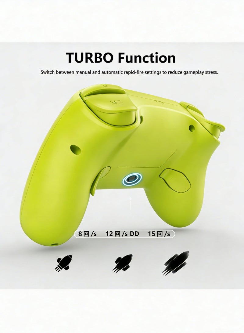 Lurette Wireless Switch Controllers for Nintendo Switch, 6-Axis Gyro, Turbo Function, 7-Color RGB Lights, Compatible with Switch1/Switch2/PC (Wired)/iOS/Android, All Functions Included with a Stylish Design and Cute Color - Yellow - Image 3
