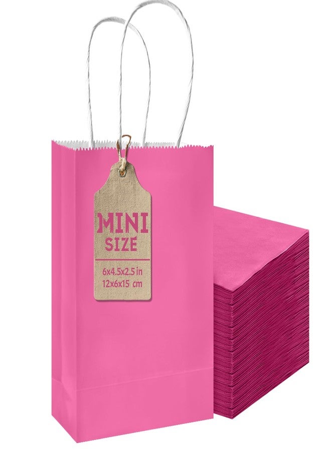 qiqee 24PCS Mini Gift Bag with Handles Bulk 4.5"x2.5"x6" Gift Bags Pink Bags Multiple Uses - Image 1
