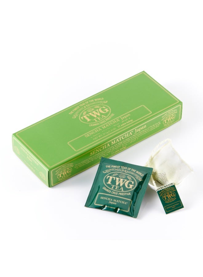 TWG Tea Sencha Matcha | Green Tea | 15 Hand Sewn Cotton Teabags | Gift Set - Image 1