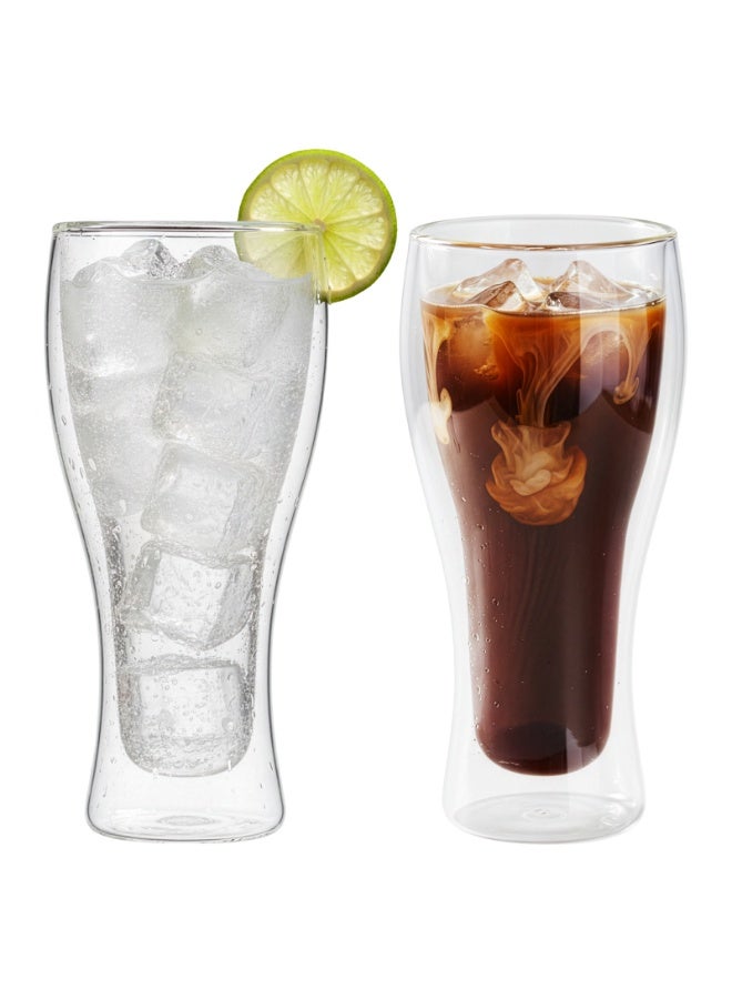 BLACKSTONE Double Wall Glass Set of 2 – 450ML Borosilicate Insulated Clear Highball Glass for Beer Soft Drinks & Tropical Beverages Thermal Heat Resistant Cup, DBM007 - Image 1