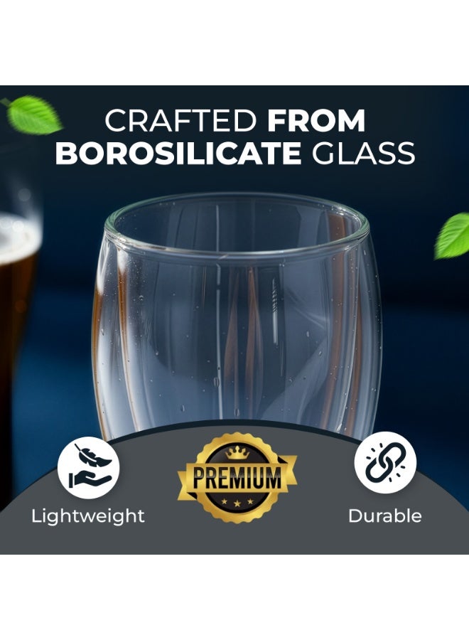 BLACKSTONE Double Wall Glass Set of 2 – 450ML Borosilicate Insulated Clear Highball Glass for Beer Soft Drinks & Tropical Beverages Thermal Heat Resistant Cup, DBM007 - Image 3