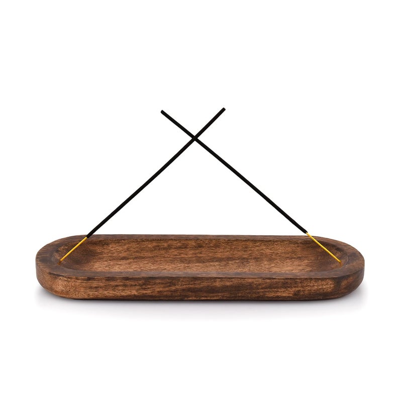 Kaizen Casa Incense Burner Stick Holder Ash Catcher Wooden Handmade Modern Gift Wood Home Decor Size (11" X 4" X 1") - Image 1