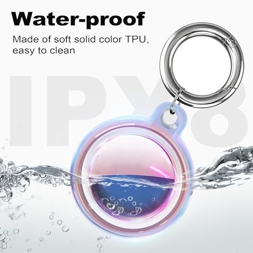 Foweroty [2 Pack] IPX8 Waterproof Case for AirTag 2nd Gen (2026) & 1st Gen, Full Body Holder Keychain, Anti-Scratch Cover for Apple for Air Tags, Luggage, Pet Collar, Car Keys, Kids, Pink Colorful - Image 2