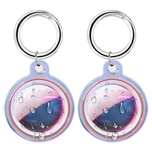 Foweroty [2 Pack] IPX8 Waterproof Case for AirTag 2nd Gen (2026) & 1st Gen, Full Body Holder Keychain, Anti-Scratch Cover for Apple for Air Tags, Luggage, Pet Collar, Car Keys, Kids, Pink Colorful - Image 1
