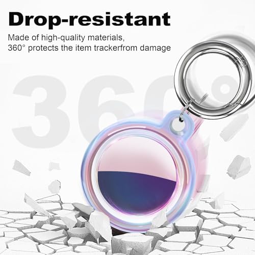 Foweroty [2 Pack] IPX8 Waterproof Case for AirTag 2nd Gen (2026) & 1st Gen, Full Body Holder Keychain, Anti-Scratch Cover for Apple for Air Tags, Luggage, Pet Collar, Car Keys, Kids, Pink Colorful - Image 3