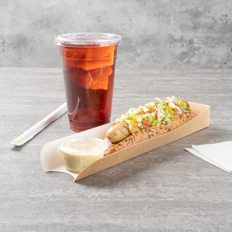 Restaurantware Bio Tek 118 x 2 x 13 Inch Hot Dog Trays 200 OpenDesign Hot Dog Containers  Greaseproof Recyclable Kraft Paper Hot Dog Serving Trays - Image 4