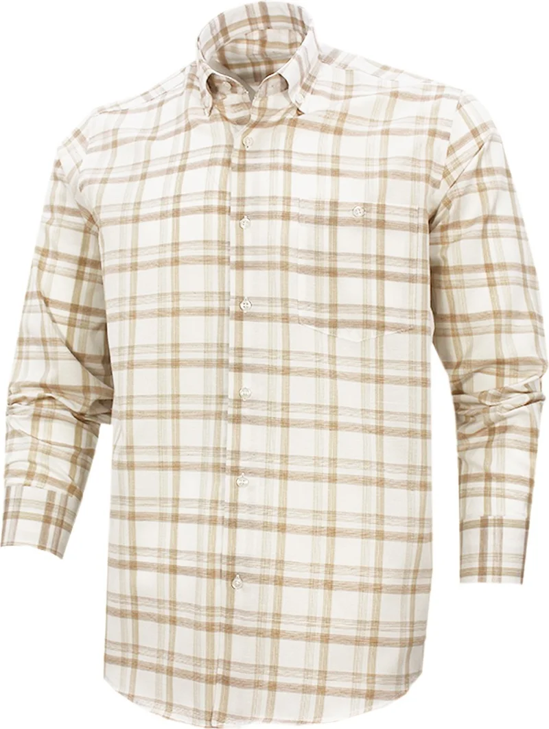 Varetta Men's Gold Blue Classic Cut Check Collar Buttoned One Pocket Long Sleeve Shirt