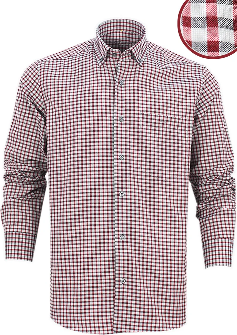 Varetta Men's Gold Blue Classic Cut Check Collar Buttoned One Pocket Long Sleeve Shirt
