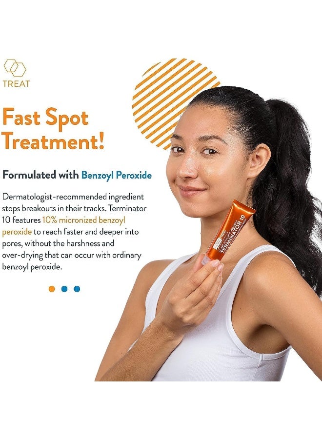 AcneFree Terminator 10 Acne Spot Treatment with Benzoyl Peroxide 10% Maximum Strength Acne Cream Treatment, 1 Ounce - Pack Of 1 - Image 3