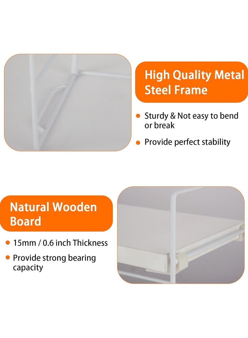 Jorunb Desktop Shelf Organizer, 2-Tier Desktop Shelf for top of Desk, White Desk helf Organizer, Metal Desk Storage Tabletop Display Shelf for Home Office Bedroom-14.5 x 6.5 x 9.4 inch（2-Tier White）  - Image 4