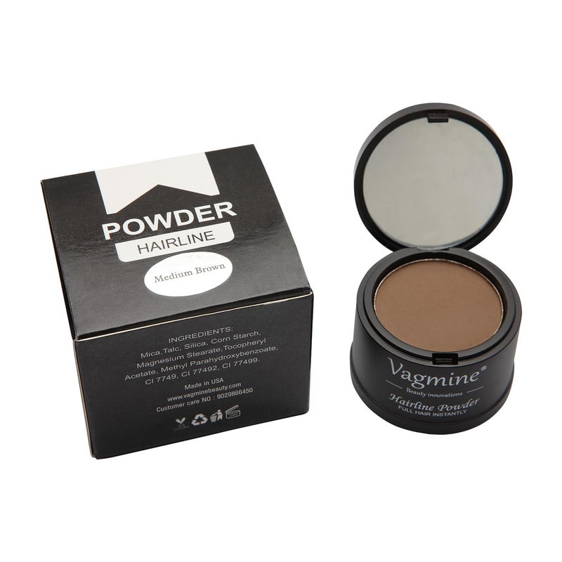 VAGMINE Hair Line Powder for Hair Beard Root Concealer Gray Hair Coverage for Men and Women Medium Brown 5g - Image 1