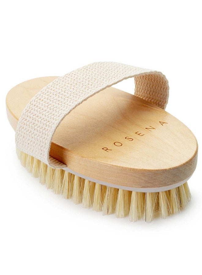 rosena Dry Brushing Body Brush - Best for Exfoliating Dry Skin, Lymphatic Drainage and Cellulite Treatment - Organic Spa Exfoliator and Massage Scrub Brush with Natural Boar Bristles (Oval) - Image 2