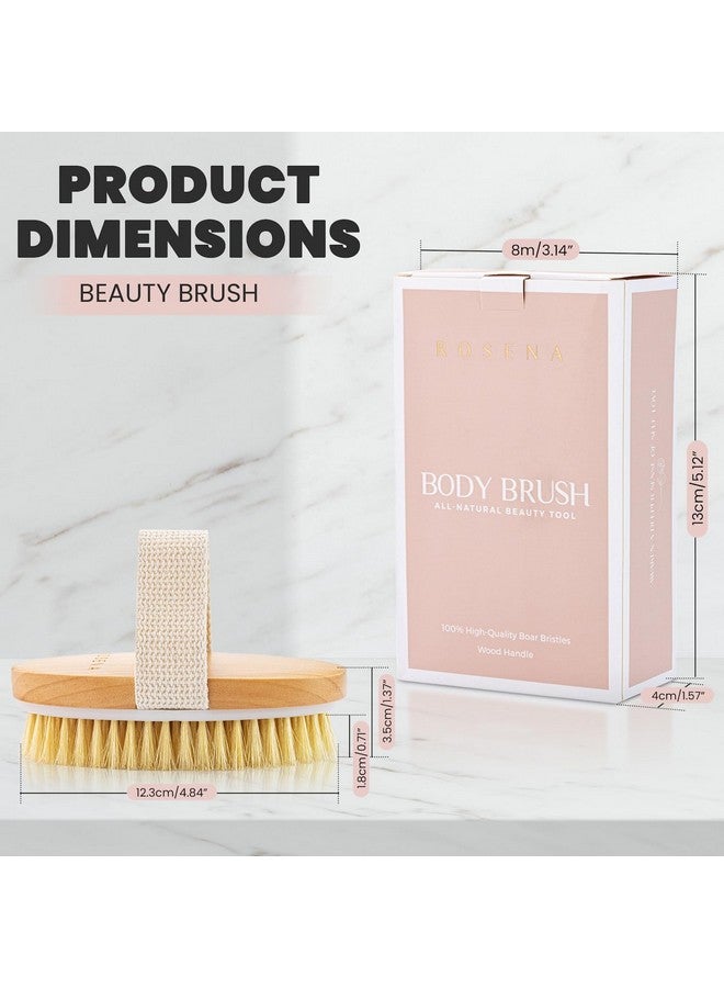 rosena Dry Brushing Body Brush - Best for Exfoliating Dry Skin, Lymphatic Drainage and Cellulite Treatment - Organic Spa Exfoliator and Massage Scrub Brush with Natural Boar Bristles (Oval) - Image 3