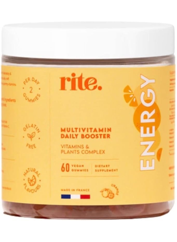 Rite Vegan Vitamin C And B, Ginseng, Guarana, Acerola Gummies- Orange, 60 Count - Image 1