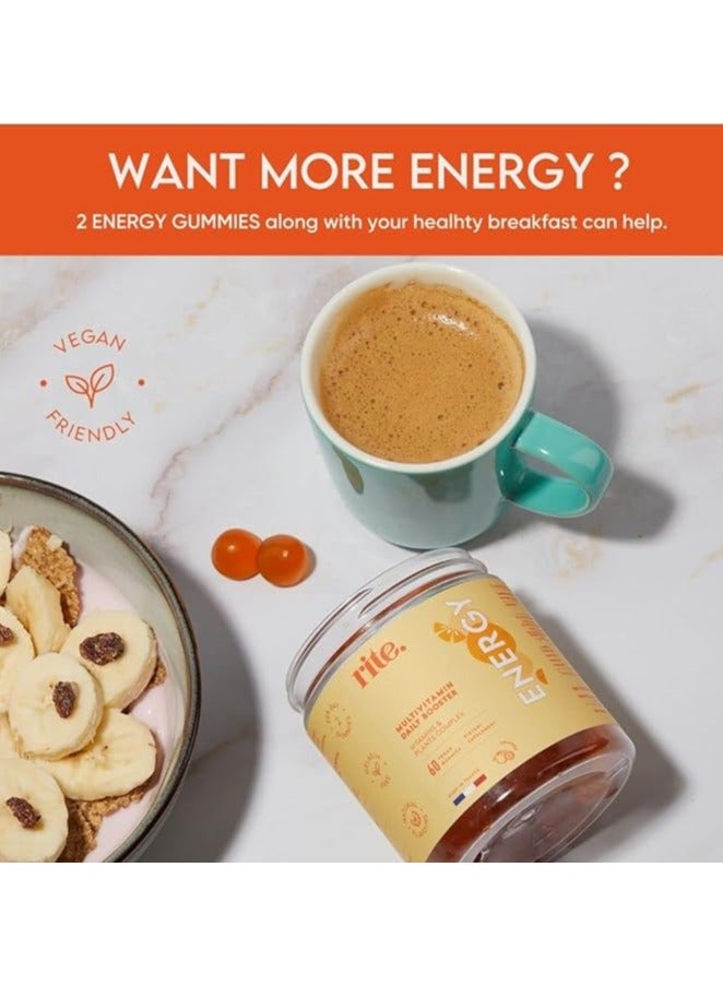 Rite Vegan Vitamin C And B, Ginseng, Guarana, Acerola Gummies- Orange, 60 Count - Image 4