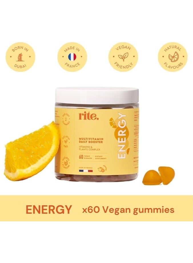Rite Vegan Vitamin C And B, Ginseng, Guarana, Acerola Gummies- Orange, 60 Count - Image 3