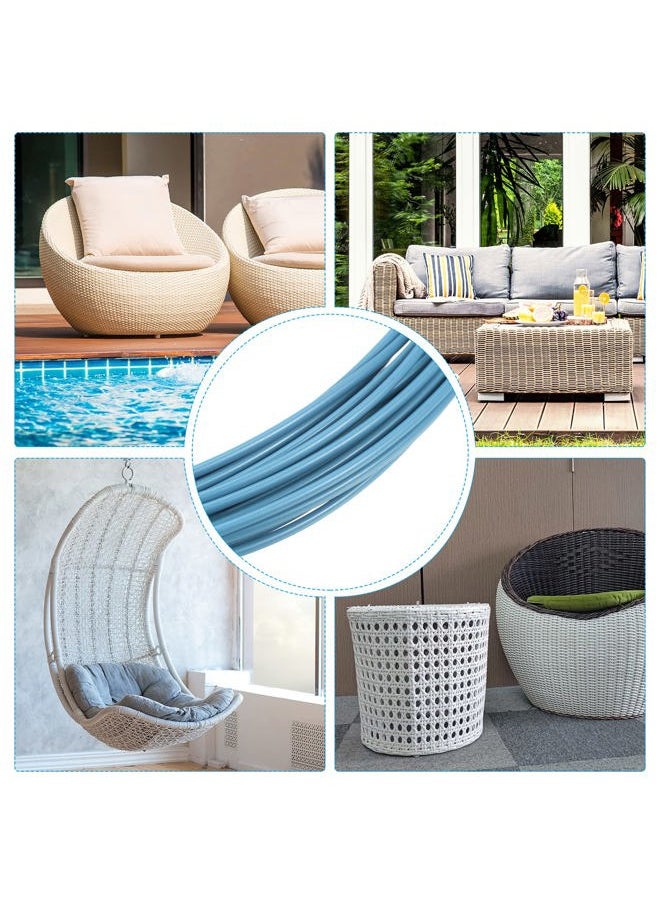 PATIKIL - Wicker Repair Kit, Round Synthetic Fix Kit Vinyl Plastic Rattan Replacement for Garden Furniture Rattan Chair Sofa Couch Basket 1.1 LB, Blue - Image 1