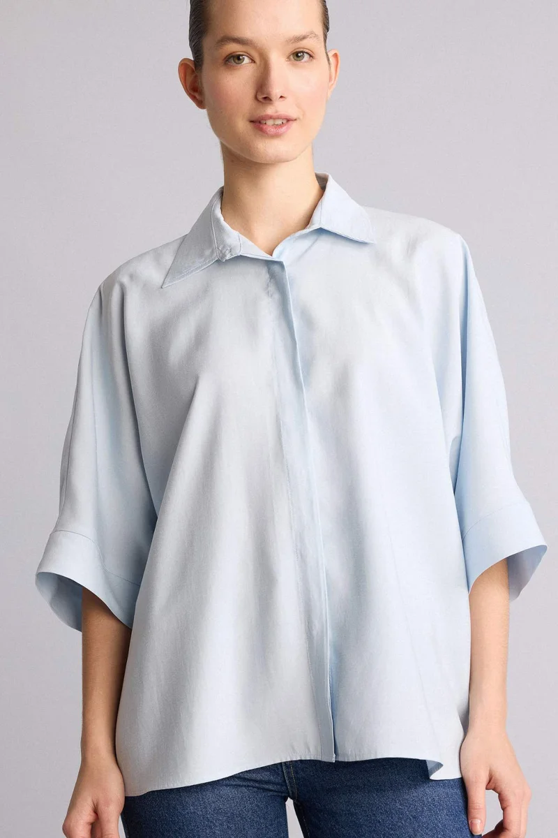 ديفاكتو Relax Fit Shirt Collar modal Short Sleeve Shirt