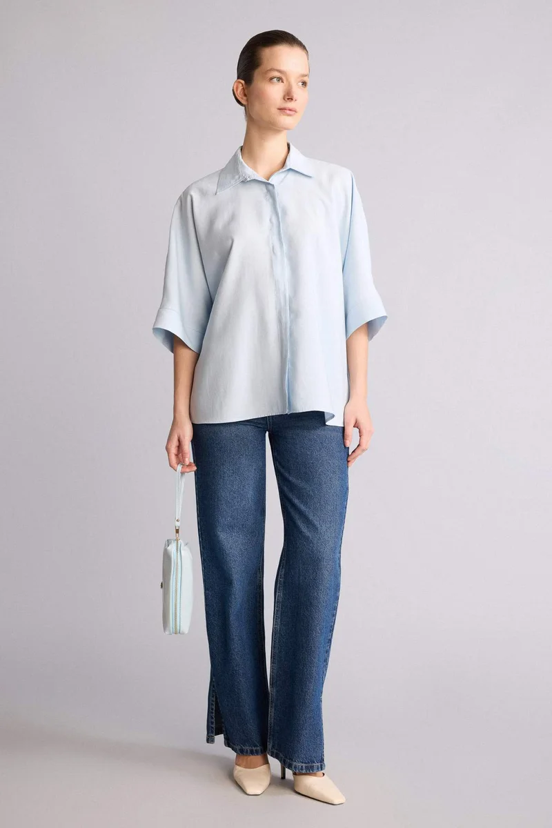 ديفاكتو Relax Fit Shirt Collar modal Short Sleeve Shirt