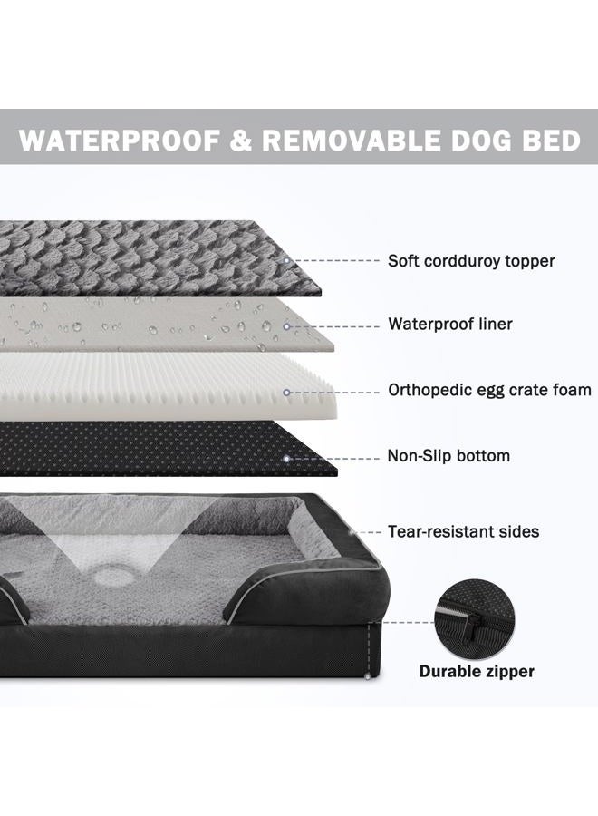 INVENHO Orthopedic Dog Bed for Extra Large Dogs, XXL Egg-Crate Foam Dog Couch with Washable Removable Cover, Waterproof Lining and Nonskid Bottom - Image 4