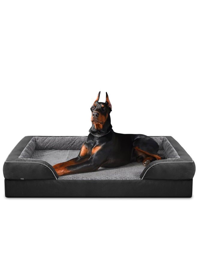 Orthopedic Dog Bed for Extra Large Dogs, XXL Egg-Crate Foam Dog Couch with Washable Removable Cover, Waterproof Lining and Nonskid Bottom