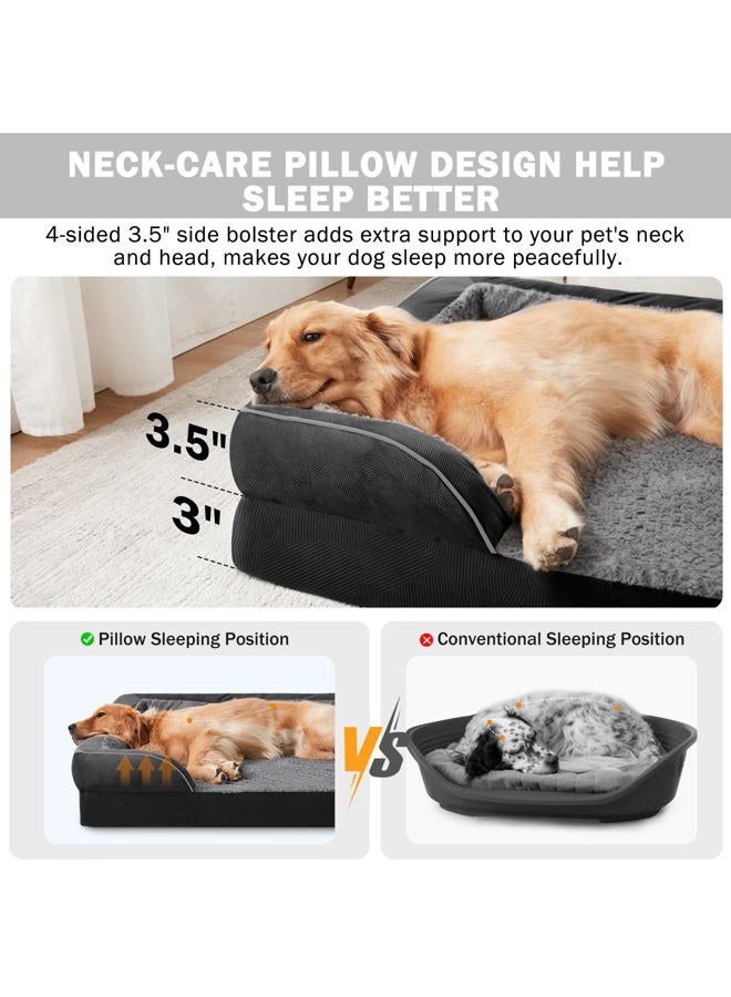 INVENHO Orthopedic Dog Bed for Extra Large Dogs, XXL Egg-Crate Foam Dog Couch with Washable Removable Cover, Waterproof Lining and Nonskid Bottom - Image 5