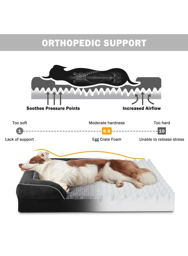 INVENHO Orthopedic Dog Bed for Extra Large Dogs, XXL Egg-Crate Foam Dog Couch with Washable Removable Cover, Waterproof Lining and Nonskid Bottom - Image 2
