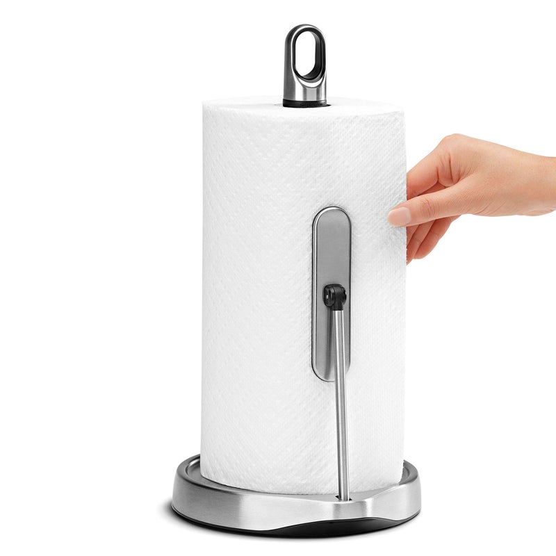 simplehuman Tension Arm Standing Paper Towel Holder, Brushed Stainless Steel - Image 2