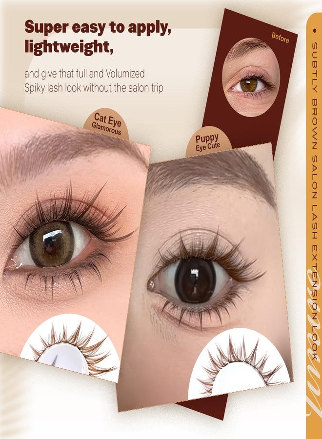 JIMIRE Anime Cluster Lashes Brown Lash Clusters Manga Eyelash Clusters Natural Dark Brown Individual Lashes 10-16MM Fairy Cluster Eyelash Extensions 110Pcs DIY Spiky Cluster Lashes at Home by JIMIRE - Image 4