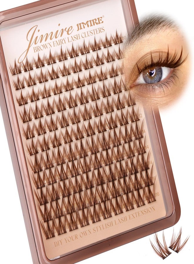 JIMIRE Anime Cluster Lashes Brown Lash Clusters Manga Eyelash Clusters Natural Dark Brown Individual Lashes 10-16MM Fairy Cluster Eyelash Extensions 110Pcs DIY Spiky Cluster Lashes at Home by JIMIRE - Image 1
